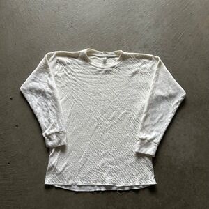 Vintage 60s JC Penney Thermal Long Sleeve Shirt Size Medium White Double Face